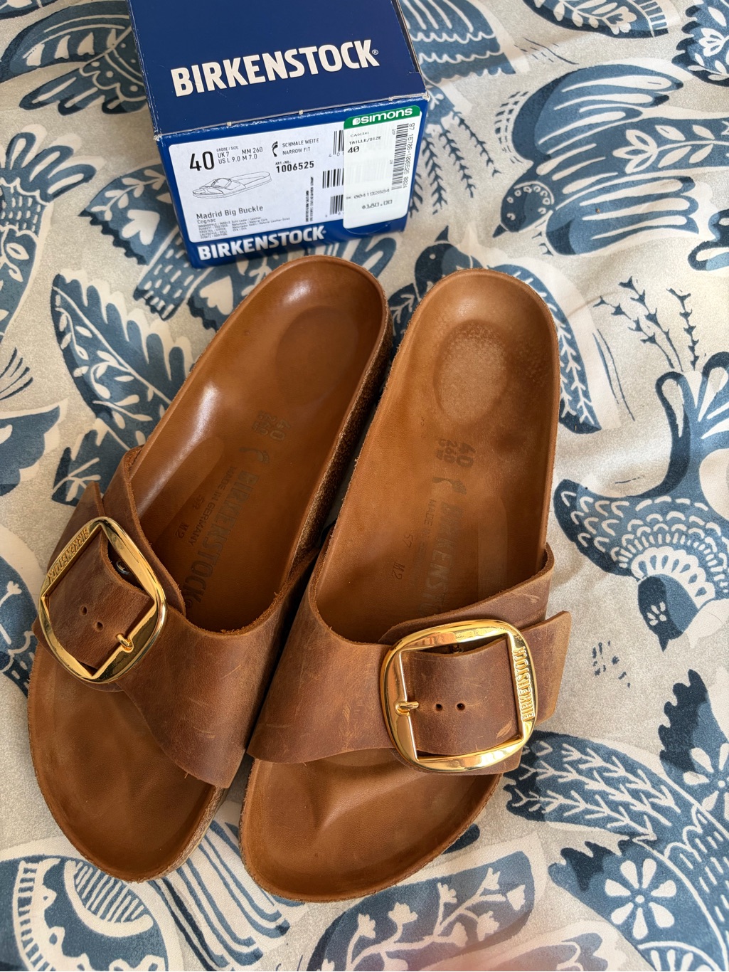 Birkenstock Leather Single-Strap Slides With Gold Buckle - Brown